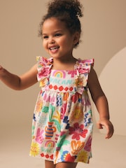 Multi Summer Palm Print Frill Sleeve Playsuit (3mths-7yrs) - Image 3 of 7