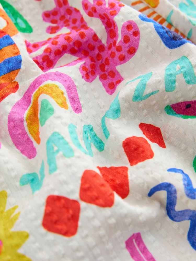 Multi Summer Palm Print Frill Sleeve Playsuit (3mths-7yrs) - Image 7 of 7