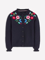 Boden Blue Tall Embroidered Frill Cardigan - Image 5 of 6