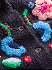Boden Blue Tall Embroidered Frill Cardigan - Image 6 of 6