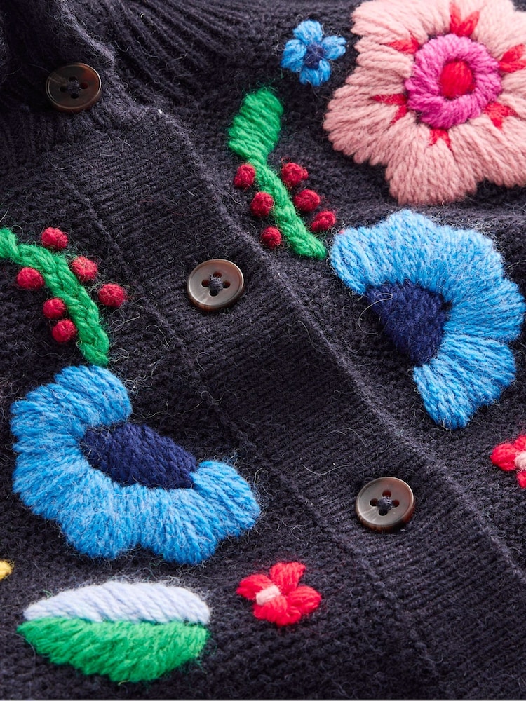 Boden Blue Tall Embroidered Frill Cardigan - Image 6 of 6