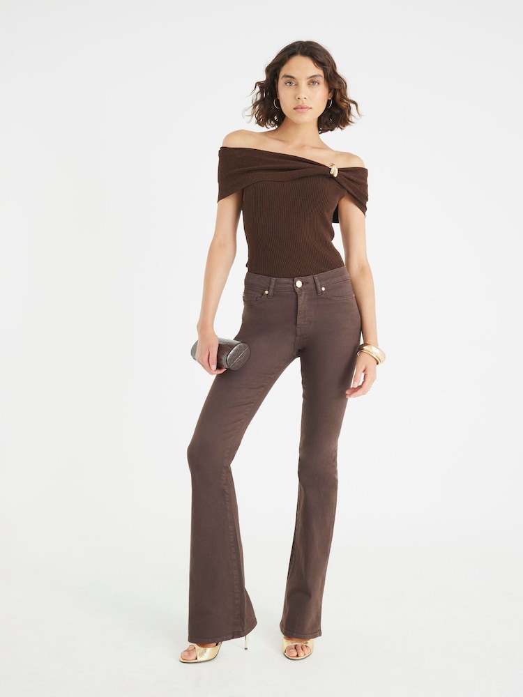 River Island Brown Mid Rise Bootcut Jeans - Image 1 of 4