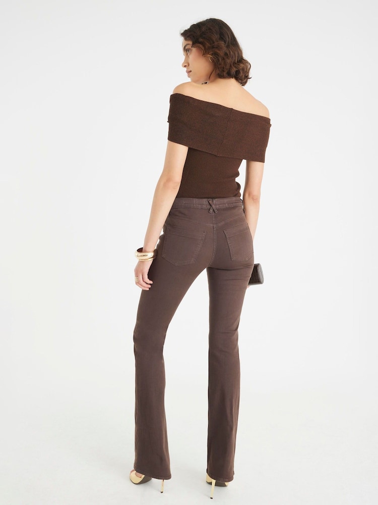 River Island Brown Mid Rise Bootcut Jeans - Image 4 of 4