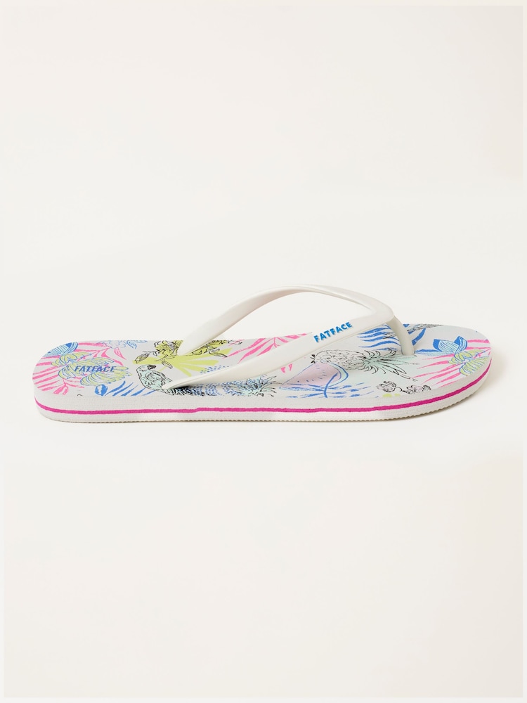 FatFace White Portloe Print Flip Flop - Image 1 of 3