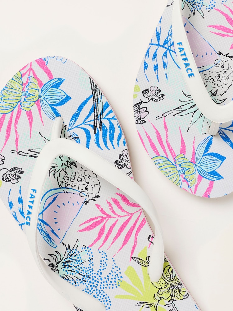 FatFace White Portloe Print Flip Flop - Image 2 of 3