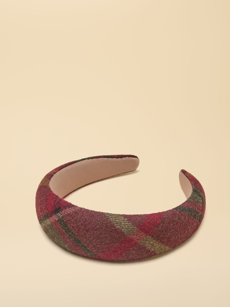 Joules Tessie Red Check Tweed Headband - Image 2 of 4 Joules Tessie Red Check Tweed Headband - Image 2 of 4