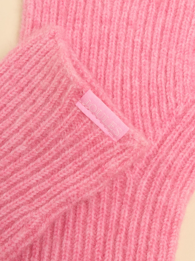 Joules Fine Knit Pink Gloves - Image 3 of 3 Joules Fine Knit Pink Gloves - Image 3 of 3