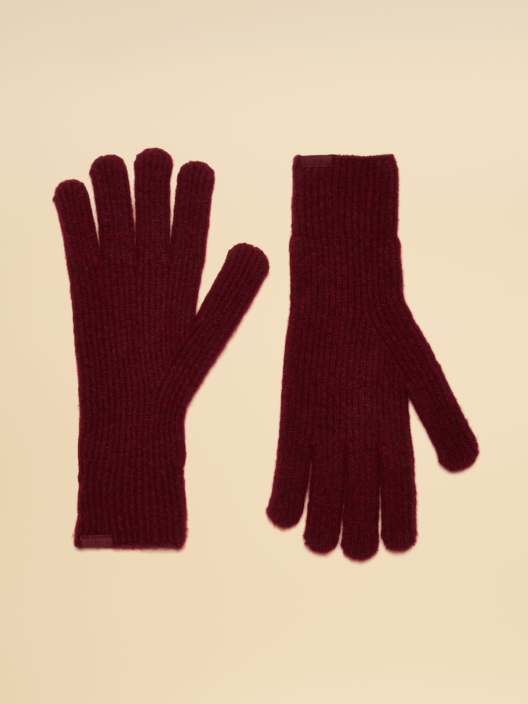 Joules Fine Knit Berry Red Gloves - Image 1 of 4 Joules Fine Knit Berry Red Gloves - Image 1 of 4