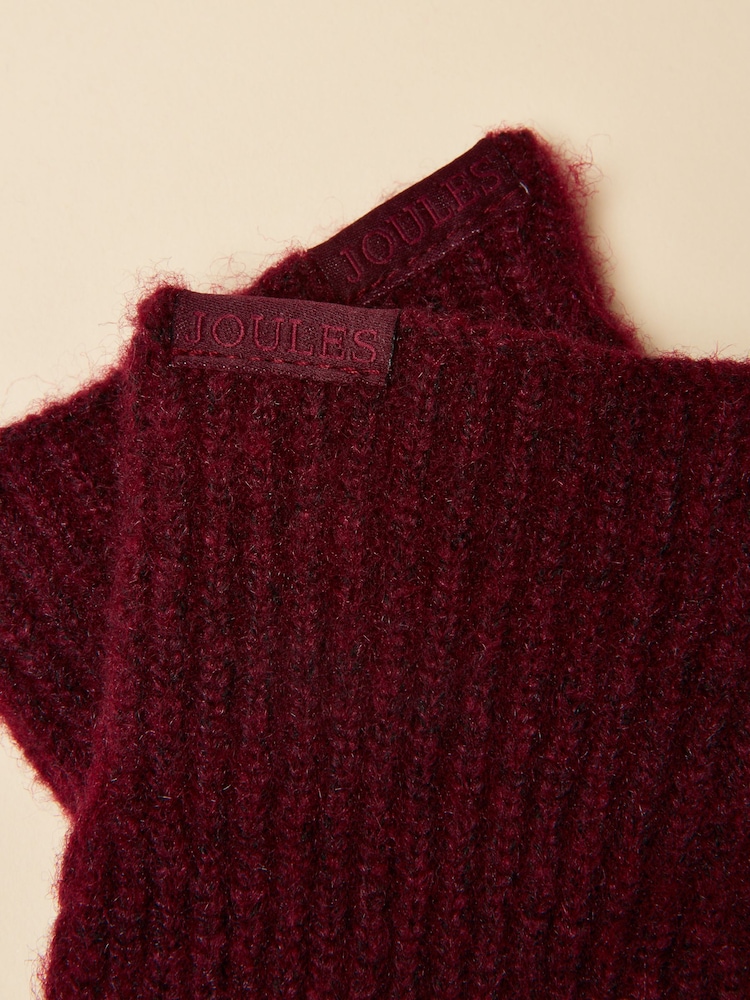 Joules Fine Knit Berry Red Gloves - Image 4 of 4 Joules Fine Knit Berry Red Gloves - Image 4 of 4