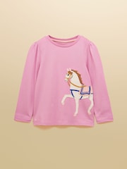 Joules Girls' Pink Applique Long Sleeve Top - Bild 1 von 5