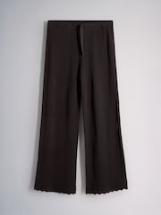 The Set 2 Pack Knitted Tie Waist Trousers Black/Chocolate Brown - Image 3 of 6