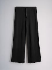 The Set 2 Pack Knitted Tie Waist Trousers Black/Chocolate Brown - Image 4 of 6