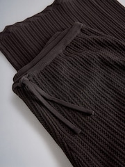 The Set 2 Pack Knitted Tie Waist Trousers Black/Chocolate Brown - Image 6 of 6