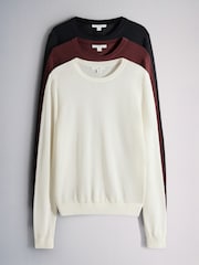 The Set 3 Pack Sheer Slash Neck Jumpers Black/Chocolate Brown/Cream - Image 1 of 6