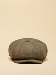 Joules Harrogate Khaki Tweed Baker Boy Cap - Image 1 of 8