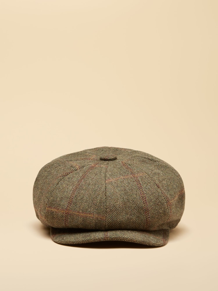 Joules Harrogate Khaki Tweed Baker Boy Cap - Image 1 of 8 Joules Harrogate Khaki Tweed Baker Boy Cap - Image 1 of 8