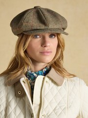 Joules Harrogate Khaki Tweed Baker Boy Cap - Image 2 of 8