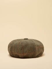Joules Harrogate Khaki Tweed Baker Boy Cap - Image 5 of 8
