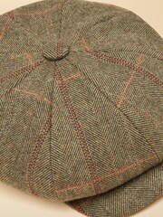Joules Harrogate Khaki Tweed Baker Boy Cap - Image 6 of 8