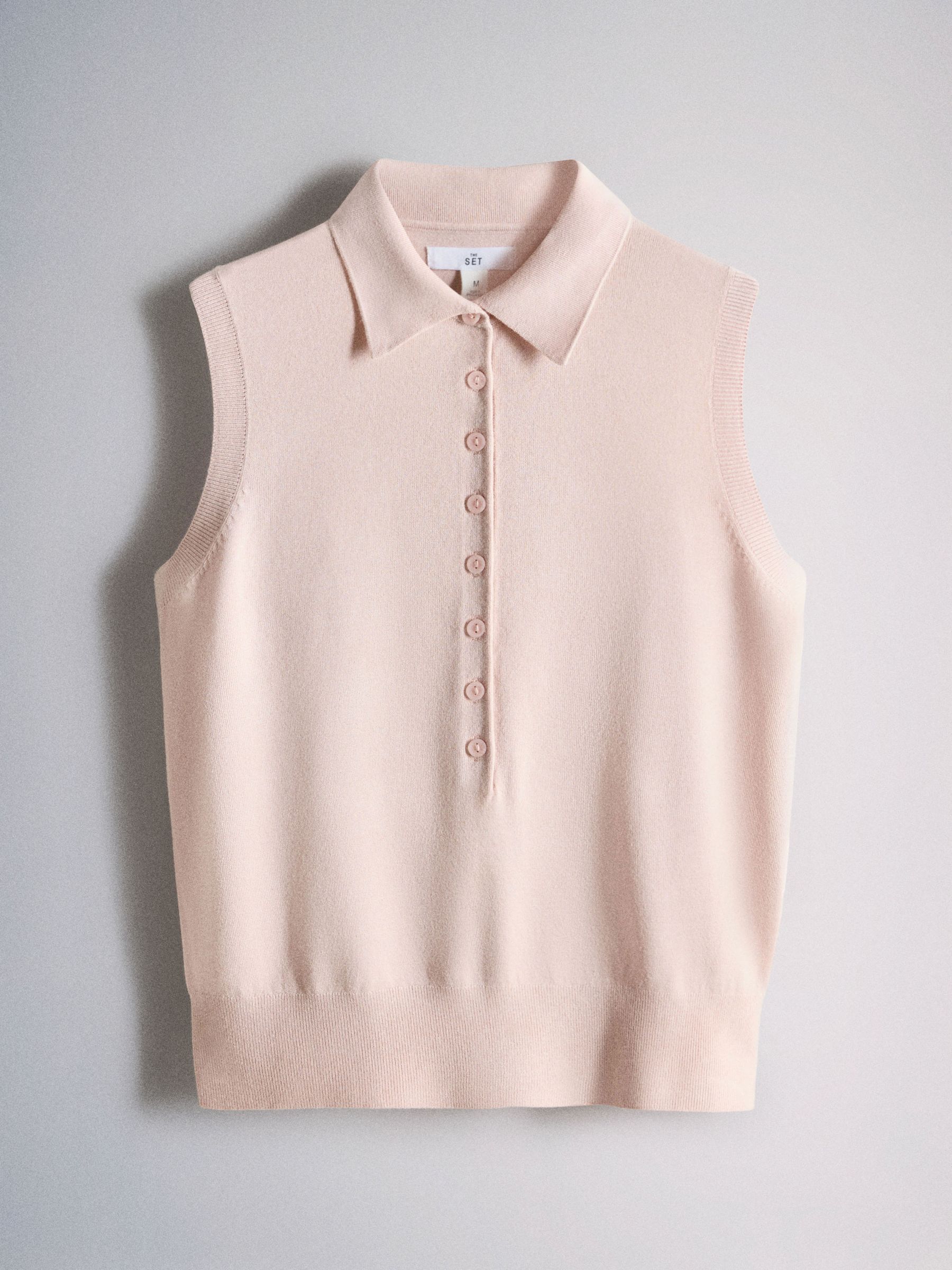 Buy The Set 3 Pack Fine Knit Sleeveless Polo Shirts Pink/Light