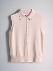 The Set 3 Pack Fine Knit Sleeveless Polo Shirts Pink/Light Grey/Charcoal Grey - Image 4 of 6