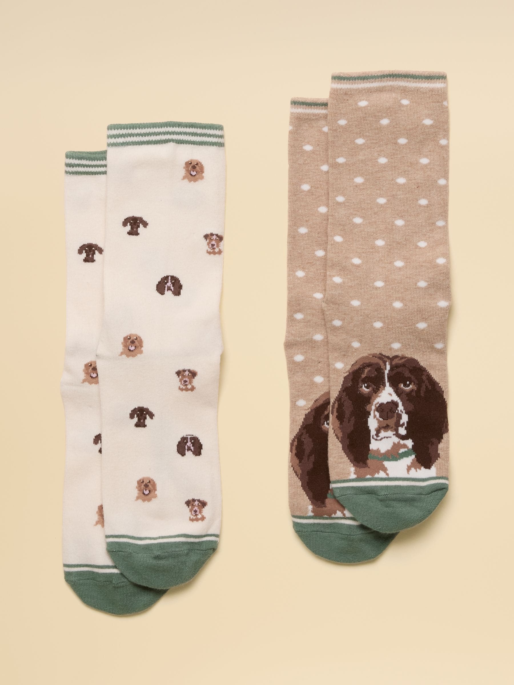 Joules Women's Everyday Cotton Blend Socks 2 Pack (-8) Neutral Spaniel One