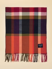 Joules Langtree Khaki & Orange Check Scarf - Image 7 of 9