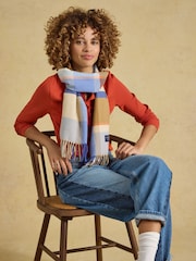 Joules Langtree Blue Cream Check Scarf - Image 3 of 5