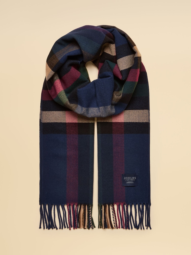 Joules Langtree Navy & Red Check Scarf - Image 1 of 6