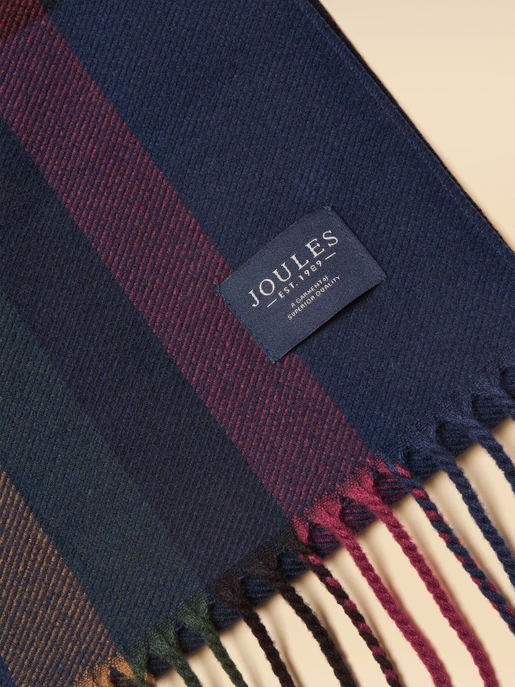 Joules Langtree Navy & Red Check Scarf - Image 6 of 6