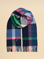 Joules Langtree Navy & Pink Check Scarf - Image 1 of 6