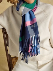 Joules Langtree Navy & Pink Check Scarf - Image 4 of 6