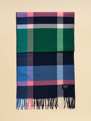 Joules Langtree Navy & Pink Check Scarf - Image 5 of 6