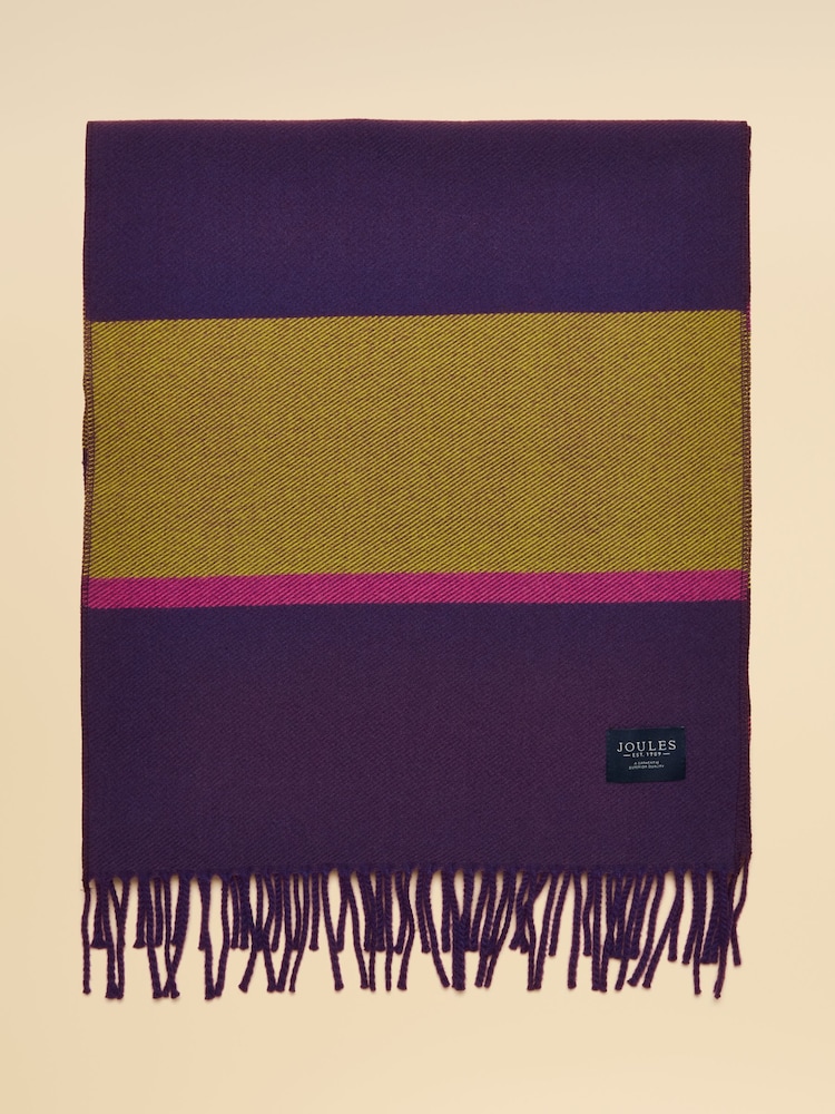 Joules Langtree Green & Purple Stripe Scarf - Image 1 of 3