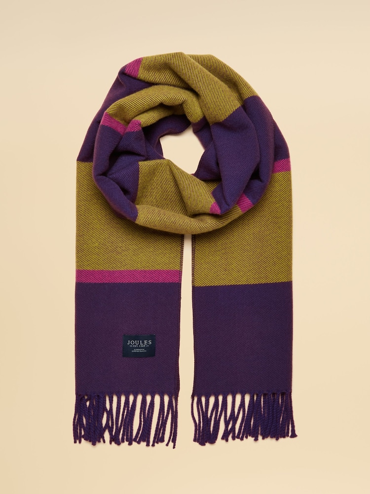 Joules Langtree Green & Purple Stripe Scarf - Image 2 of 3
