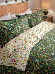 Copenhagen Home Dark Green Ditsy Christmas Duvet Cover Set - Image 1 of 3