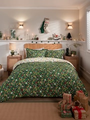Copenhagen Home Dark Green Ditsy Christmas Duvet Cover Set - Image 2 of 3