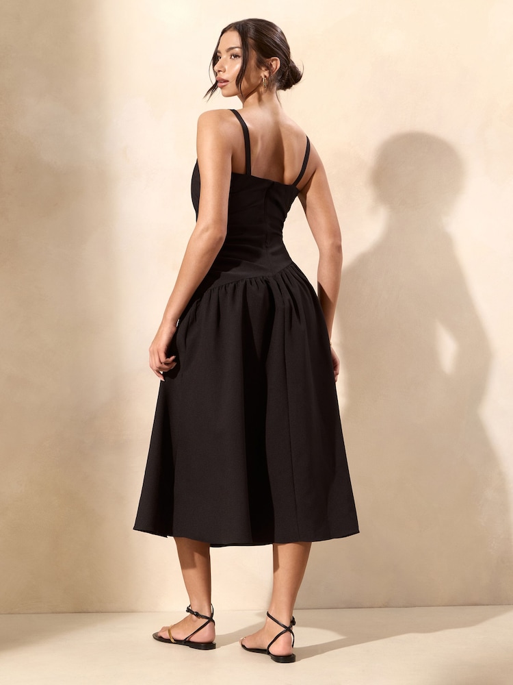 Lipsy Black Strappy Jersey Stripe Midi Dress - Image 4 of 4