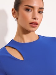 Lipsy Cobalt Blue Slit Shoulder Bodycon Midi Dress - Image 3 of 4