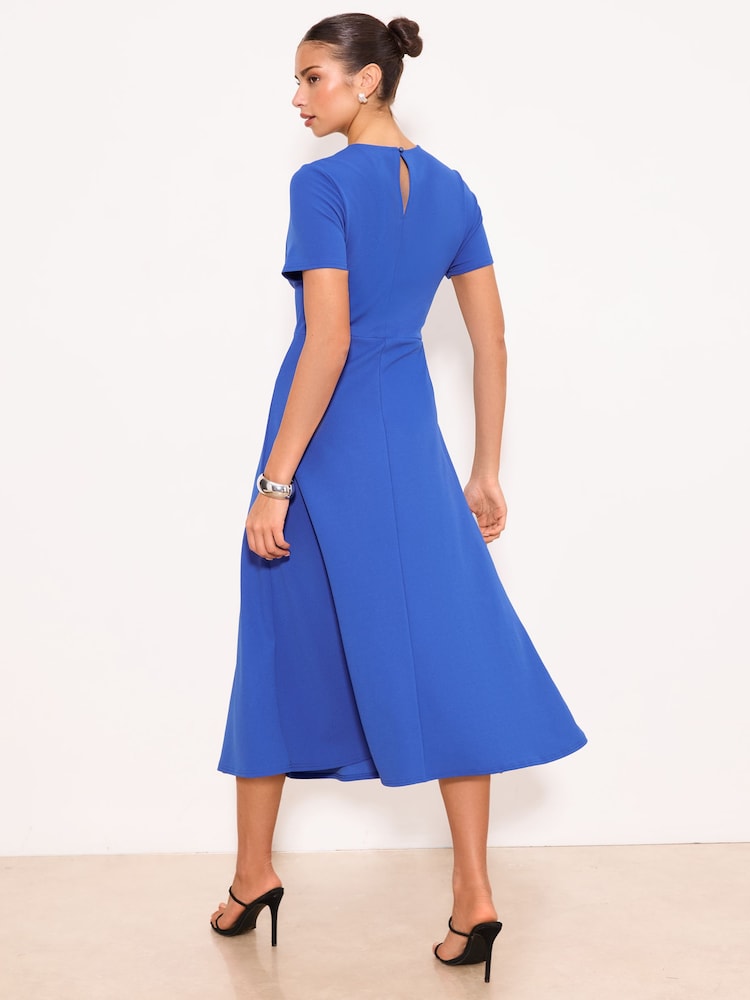 Lipsy Cobalt Blue Slit Shoulder Bodycon Midi Dress - Image 4 of 4