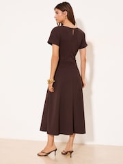 Lipsy Brown Knot Side Midi Dress - Image 4 of 4