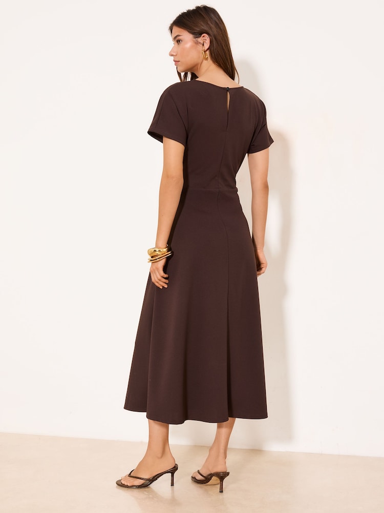 Lipsy Brown Knot Side Midi Dress - Image 4 of 4