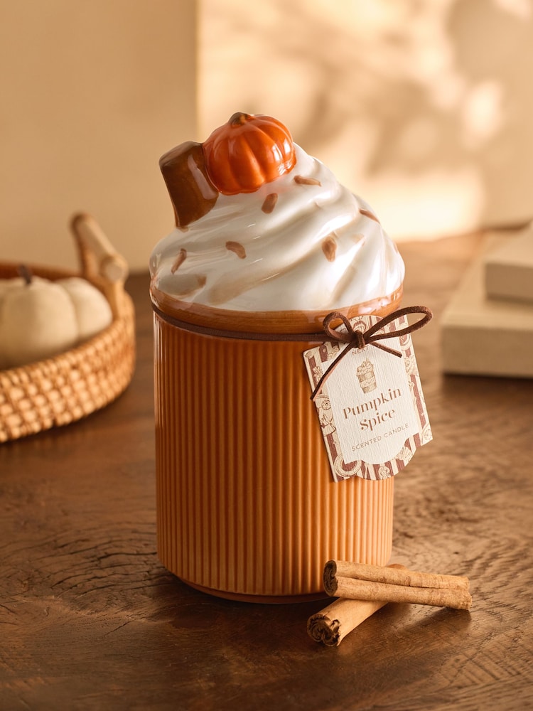 Pumpkin Spice Latte Orange Decorative Gourmand Ceramic Candle - Image 1 of 4