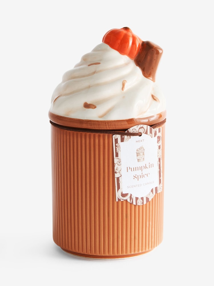 Pumpkin Spice Latte Orange Decorative Gourmand Ceramic Candle - Image 4 of 4