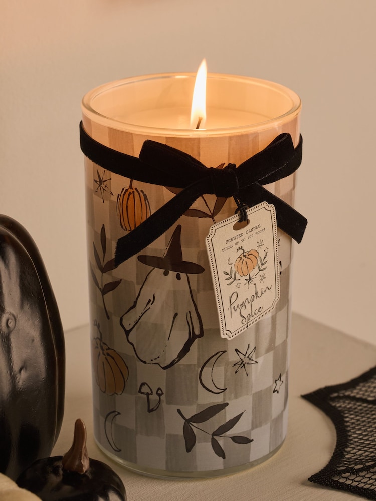 Pumpkin Spice Halloween Ghost Pillar Candle - Image 2 of 6 Pumpkin Spice Halloween Ghost Pillar Candle - Image 2 of 6