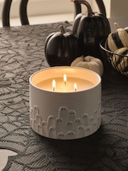 Pumpkin Spice Halloween Ghost Ceramic 3 Wick Candle - Image 1 of 3