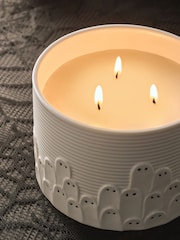 Pumpkin Spice Halloween Ghost Ceramic 3 Wick Candle - Image 2 of 3