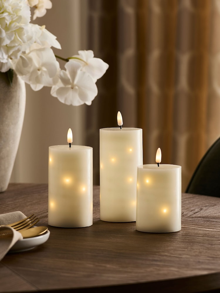 Set of 3 Ivory Twinkle LED Candle - Image 1 of 6