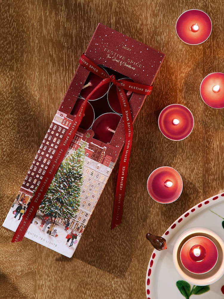 Festive Spice Red 24 Pack Tealights Candle - Image 1 of 4 Festive Spice Red 24 Pack Tealights Candle - Image 1 of 4