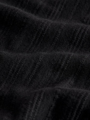 Black Short Sleeve Notch Neck Shirred Bubblehem Top - Image 8 of 8